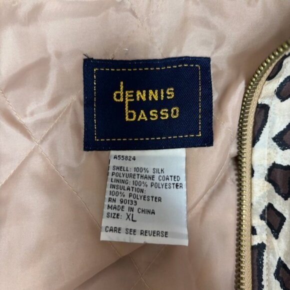 VTG‎ Dennis Basso Womens Silk Jacket Animal Print Size XL Removable Hood Classic - Picture 9 of 14